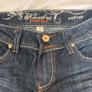 Refuge Knockout Dark Blue Wash Women's 8S Skinny Bootcut Jeans